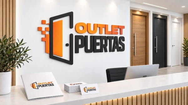 Mockup de Outlet de Puertas — Logotipo & Identidad