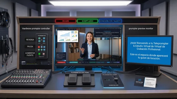 Mockup de Teleprompter Studio Pro